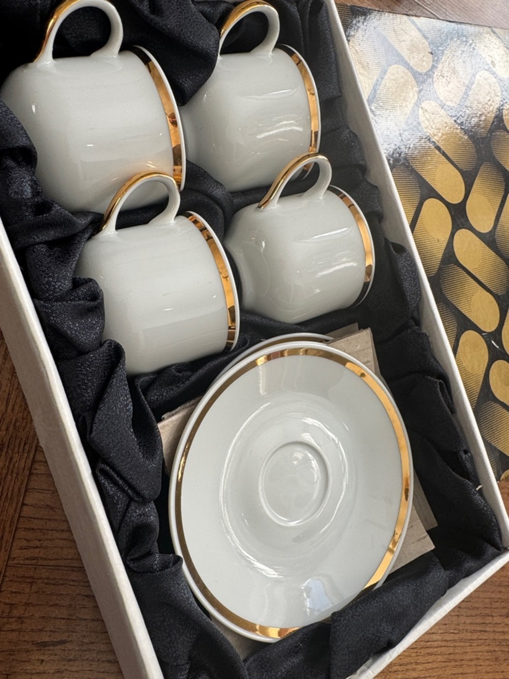 RARE VTG Made In Czechoslovakia FINE CHINA ESPRESSO SET | Gold Trim New In Box